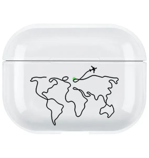 AirPods Pro 2. Nesil Şeffaf Kılıf - Aircraft Map