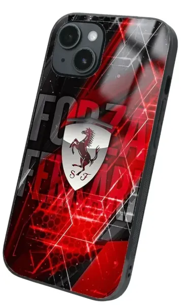 iPhone 14 Tamperli Glossy Cam Kapak - Ferrari 1