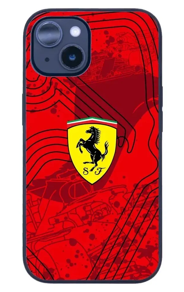 iPhone 14 Tamperli Glossy Cam Kapak - Ferrari 5