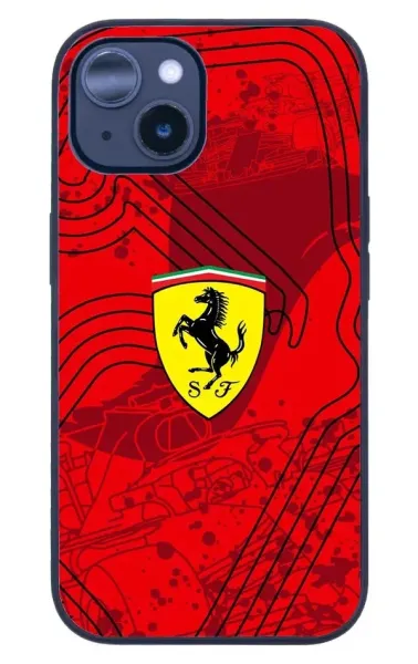 iPhone 14 Tamperli Glossy Cam Kapak - Ferrari 5