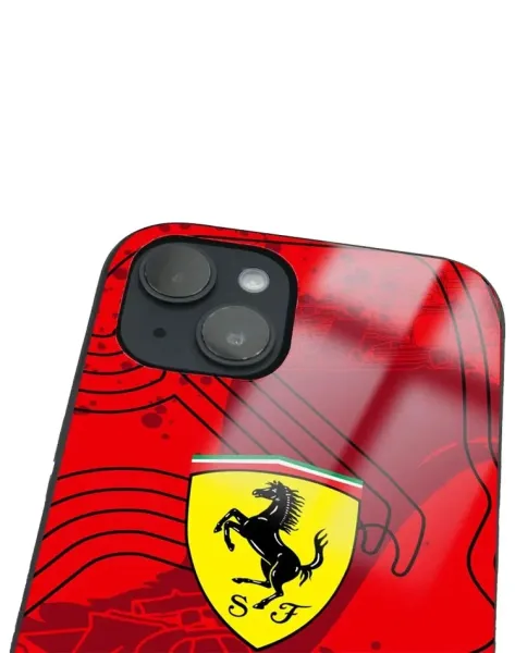 iPhone 14 Tamperli Glossy Cam Kapak - Ferrari 5