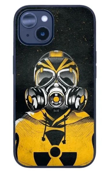 iPhone 14 Tamperli Glossy Cam Kapak - Gas Mask 2