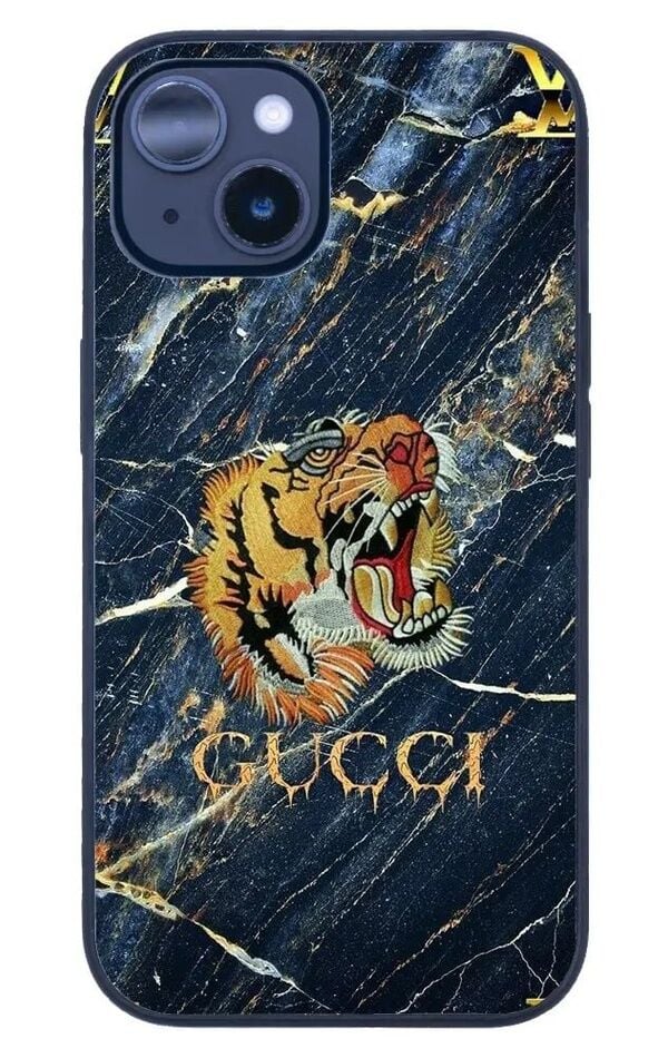 iPhone 14 Tamperli Glossy Cam Kapak - Gucci