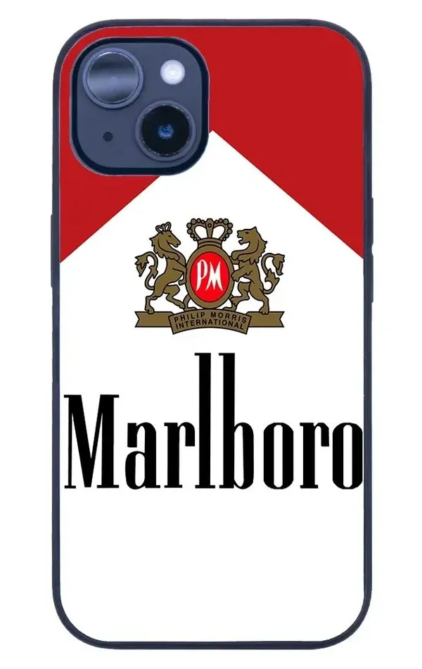 iPhone 14 Tamperli Glossy Cam Kapak - Marlboro