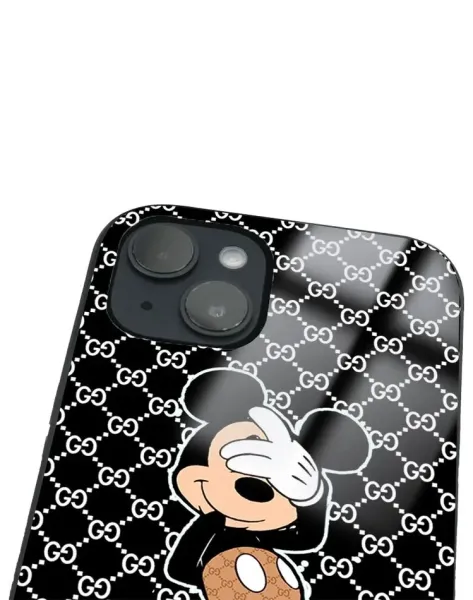 iPhone 14 Tamperli Glossy Cam Kapak - Mickey 1