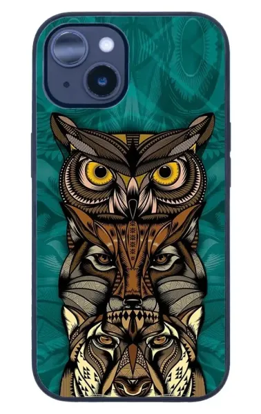 iPhone 14 Tamperli Glossy Cam Kapak - Owl