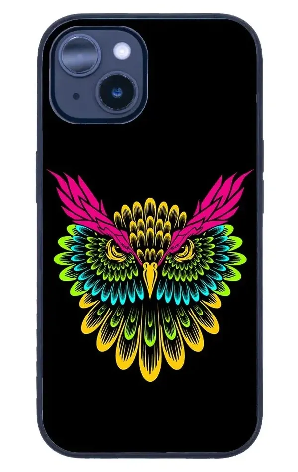 iPhone 14 Tamperli Glossy Cam Kapak - Owl 2