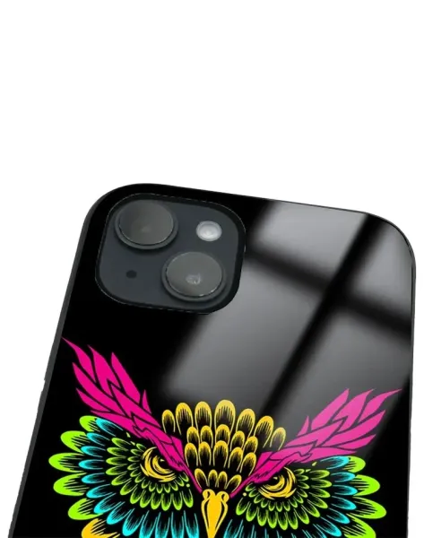 iPhone 14 Tamperli Glossy Cam Kapak - Owl 2