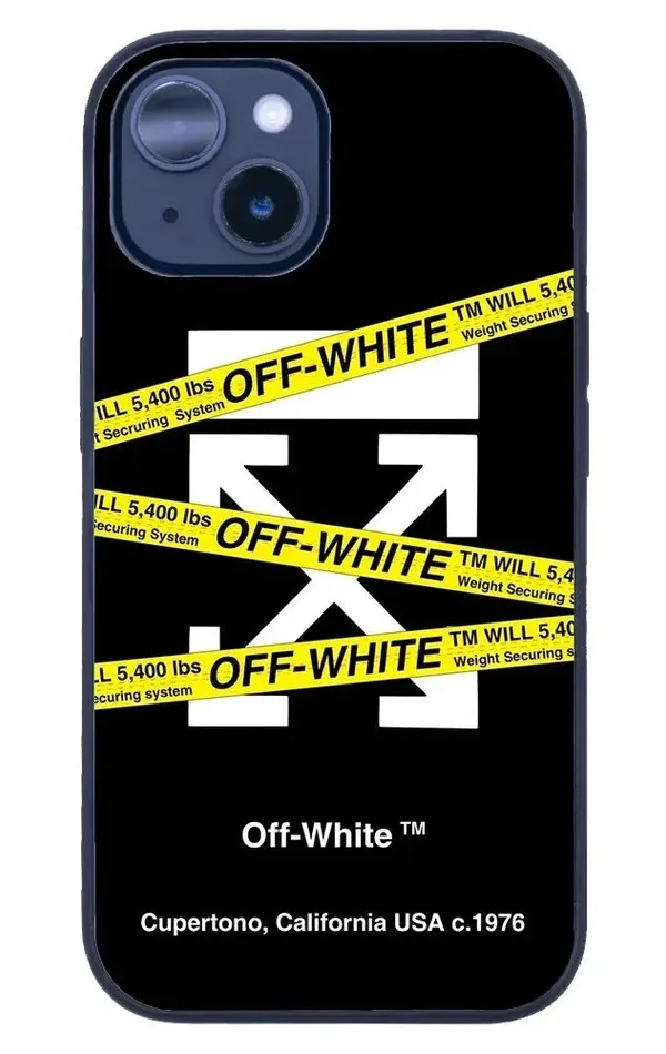 iPhone 14 Tamperli Glossy Cam Kapak - Sticker Off White 2