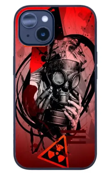 iPhone 14 Plus Tamperli Glossy Cam Kapak - Gas Mask