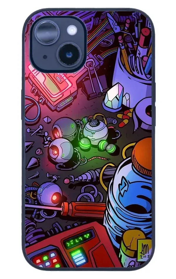 iPhone 14 Plus Tamperli Glossy Cam Kapak - Grafiti 3