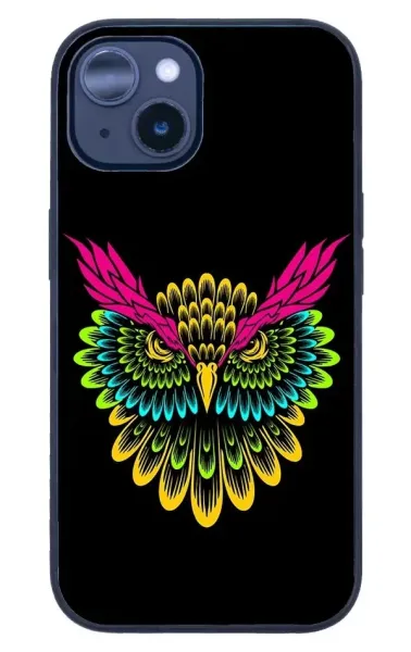 iPhone 14 Plus Tamperli Glossy Cam Kapak - Owl 2