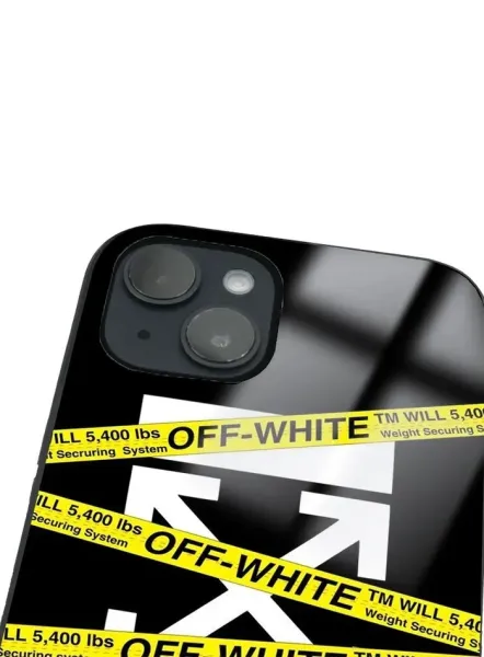 iPhone 14 Plus Tamperli Glossy Cam Kapak - Sticker Off White 2