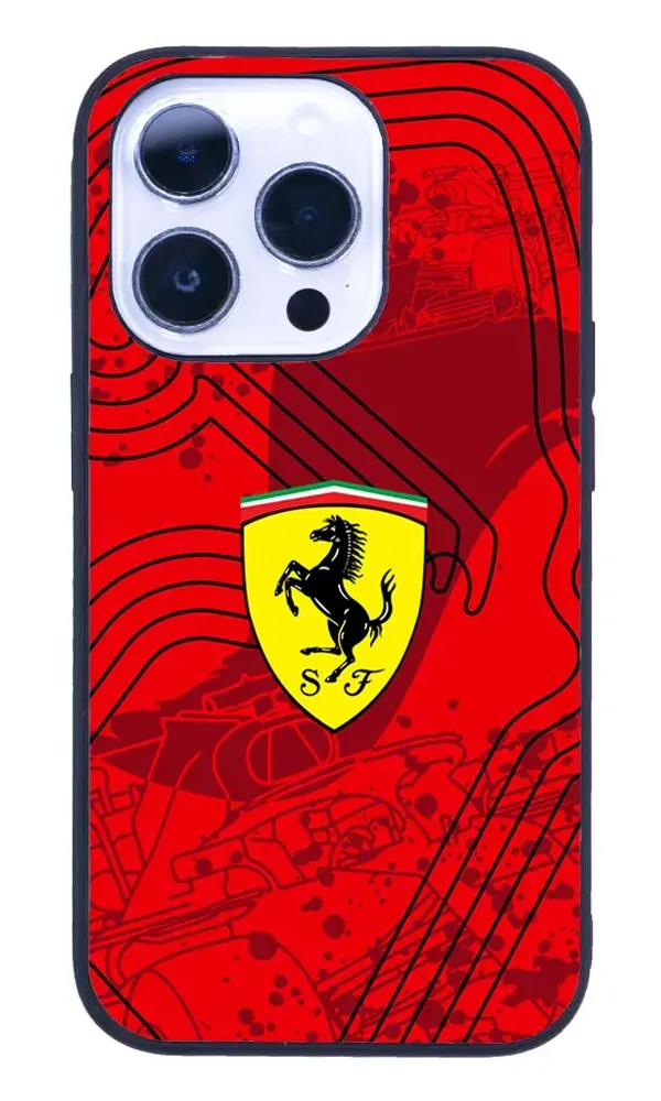 iPhone 14 Pro Tamperli Glossy Cam Kapak - Ferrari 5