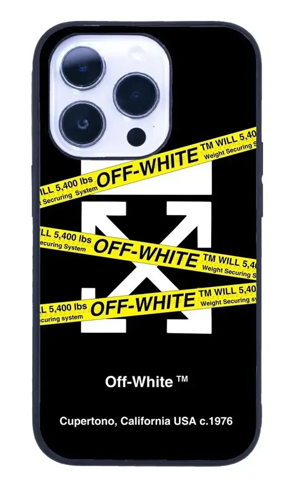 iPhone 14 Pro Tamperli Glossy Cam Kapak - Sticker Off White 2