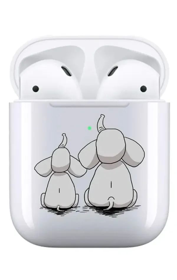 AirPods 1-2. Nesil Şeffaf Kılıf Elephants