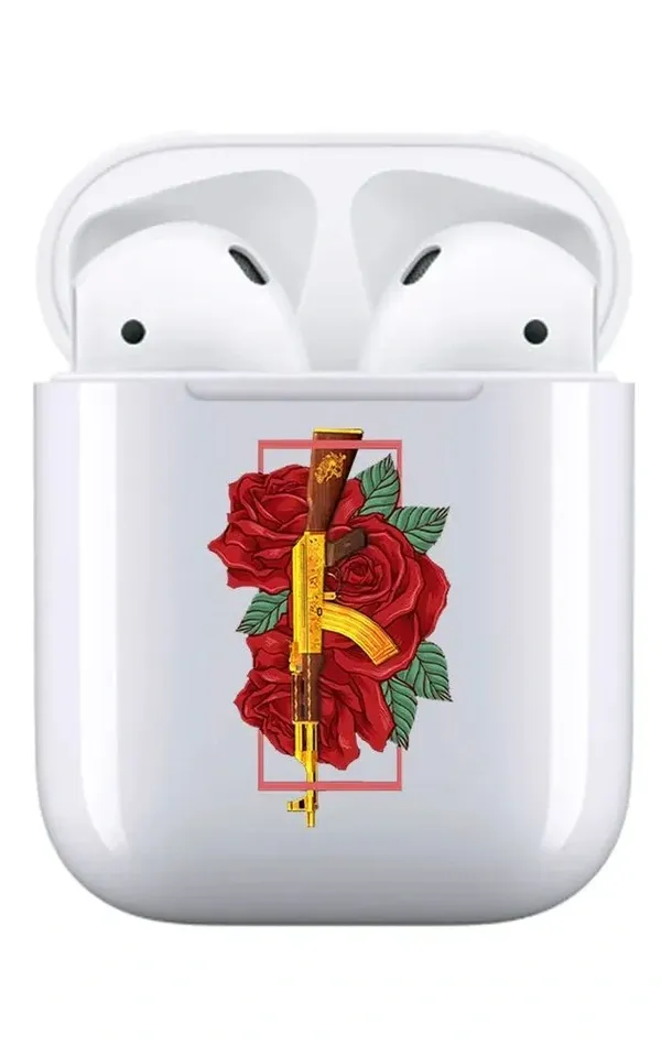 AirPods 1-2. Nesil Şeffaf Kılıf Golden Gun