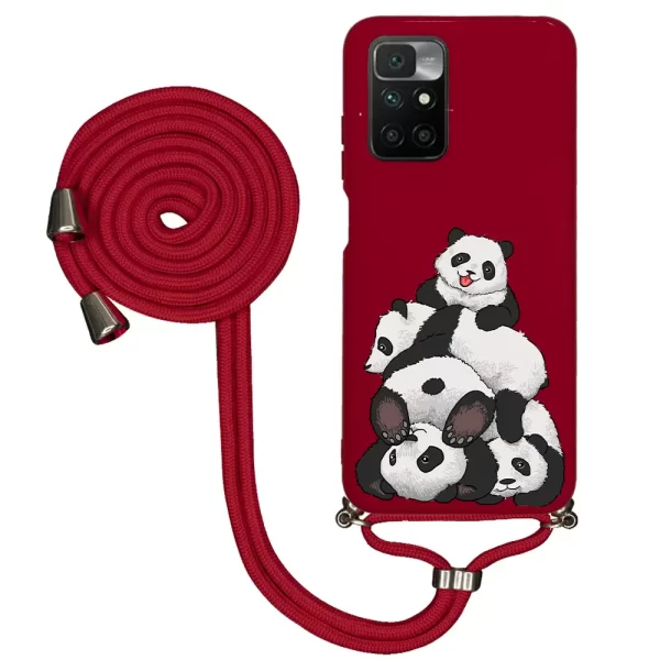 Xiaomi Redmi 10 İpli Lansman Kılıf - Cute Pandas