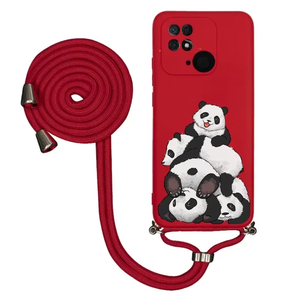 Xiaomi Redmi 10C İpli Lansman Kılıf - Cute Pandas