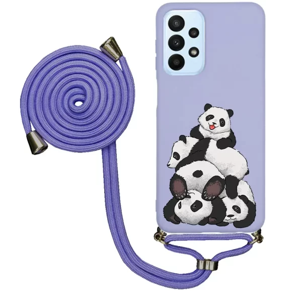Samsung A23 İpli Lansman Kılıf - Cute Pandas