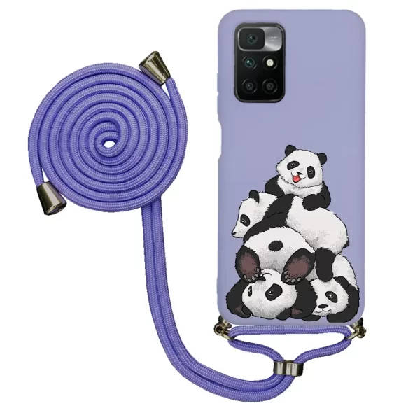 Xiaomi Redmi 10 İpli Lansman Kılıf - Cute Pandas