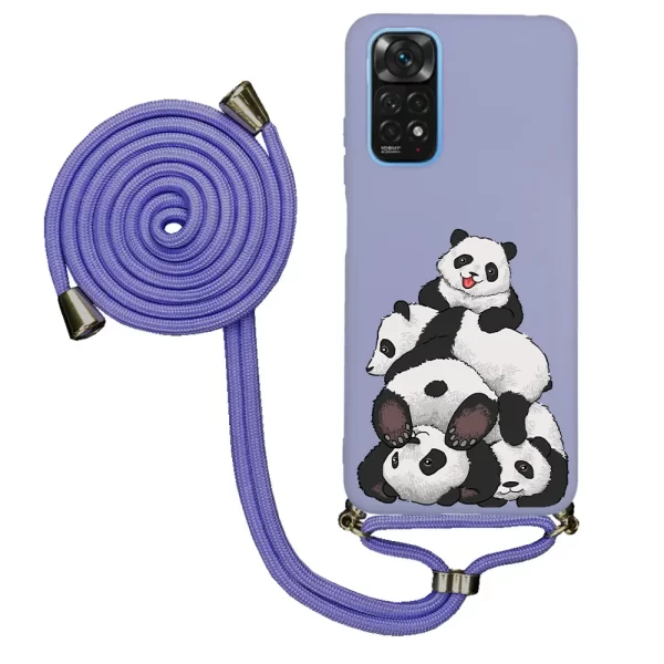 Xiaomi Redmi Note 11 İpli Lansman Kılıf - Cute Pandas