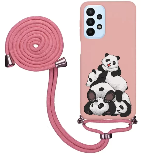 Samsung A23 İpli Lansman Kılıf - Cute Pandas