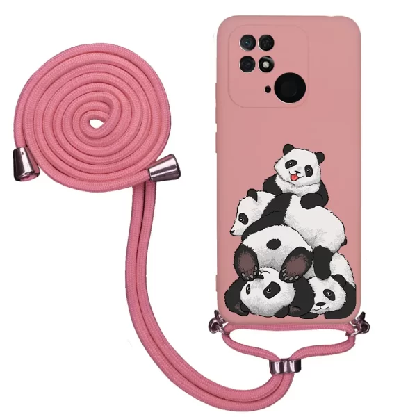 Xiaomi Redmi 10C İpli Lansman Kılıf - Cute Pandas