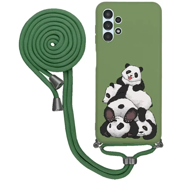 Samsung A13 İpli Lansman Kılıf - Cute Pandas