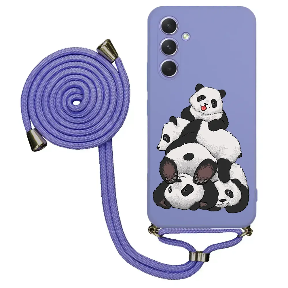 Samsung A54 5G İpli Lansman Kılıf - Cute Pandas