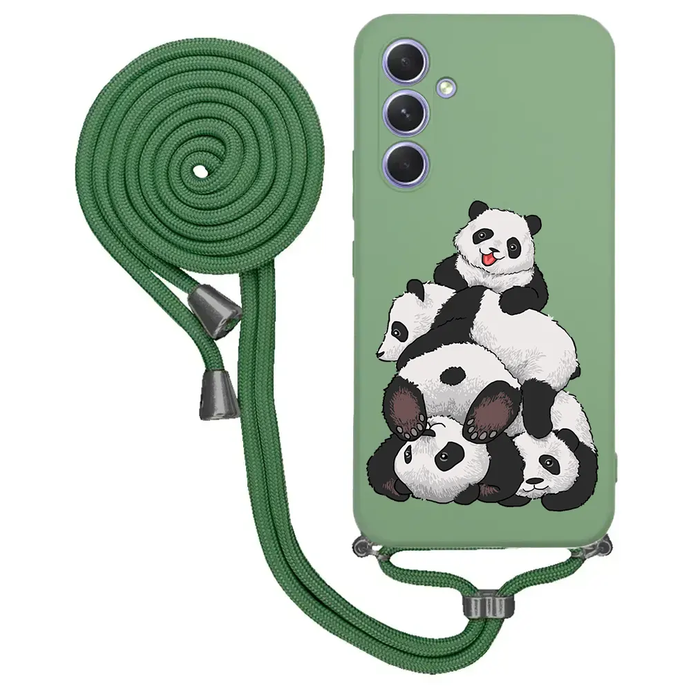 Samsung A54 5G İpli Lansman Kılıf - Cute Pandas