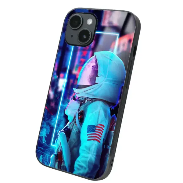 Apple iPhone 14 Tamperli Glossy Cam Kapak - Neon Astro