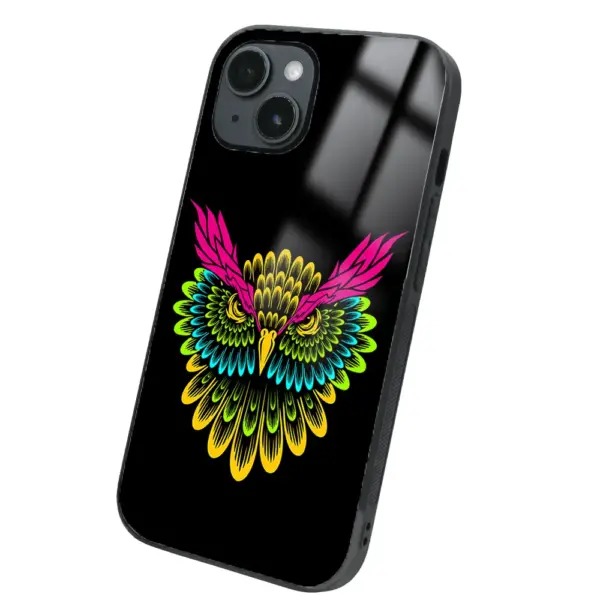 Apple iPhone 14 Tamperli Glossy Cam Kapak - Owl 2