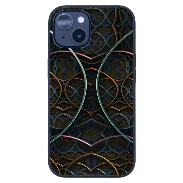 Apple iPhone 14 Tamperli Glossy Cam Kapak - Line Art