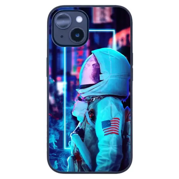 Apple iPhone 14 Tamperli Glossy Cam Kapak - Neon Astro