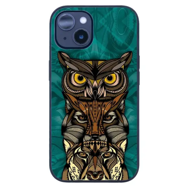 Apple iPhone 14 Tamperli Glossy Cam Kapak - Owl