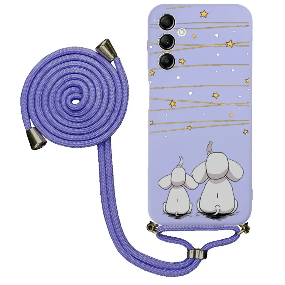Samsung A14 Desenli İpli Lansman Kılıf - Elephants And The Stars