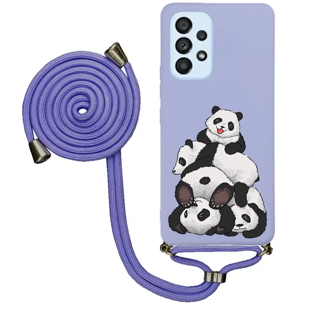 Samsung A53 Desenli İpli Lansman Kılıf - Cute Pandas