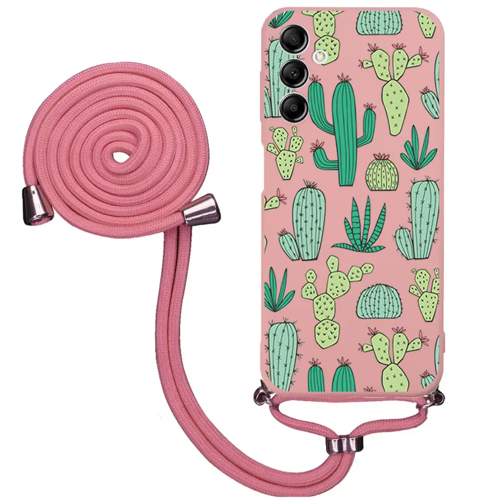 Samsung A14 Desenli İpli Lansman Kılıf - Cactus