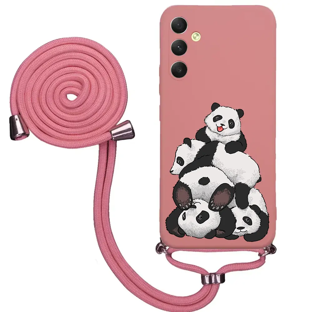 Samsung A54 İpli Lansman Kılıf - Cute Pandas