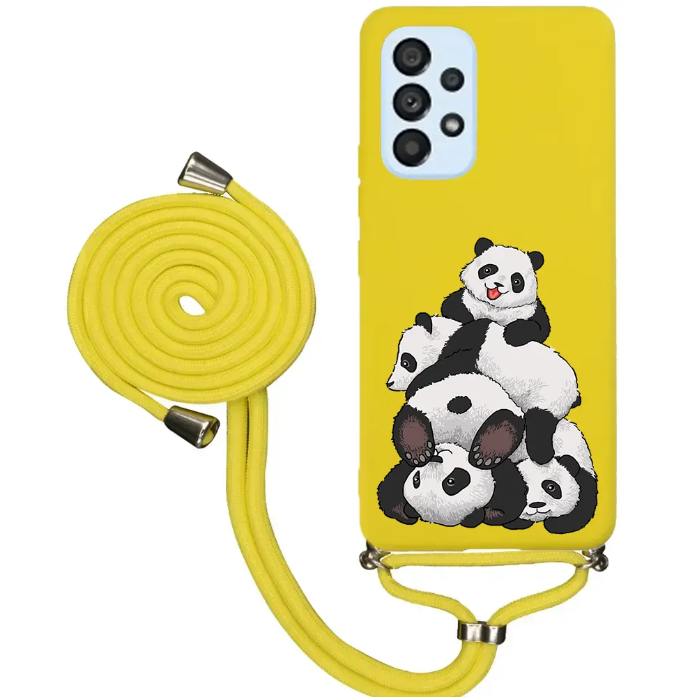 Samsung A53 Desenli İpli Lansman Kılıf - Cute Pandas