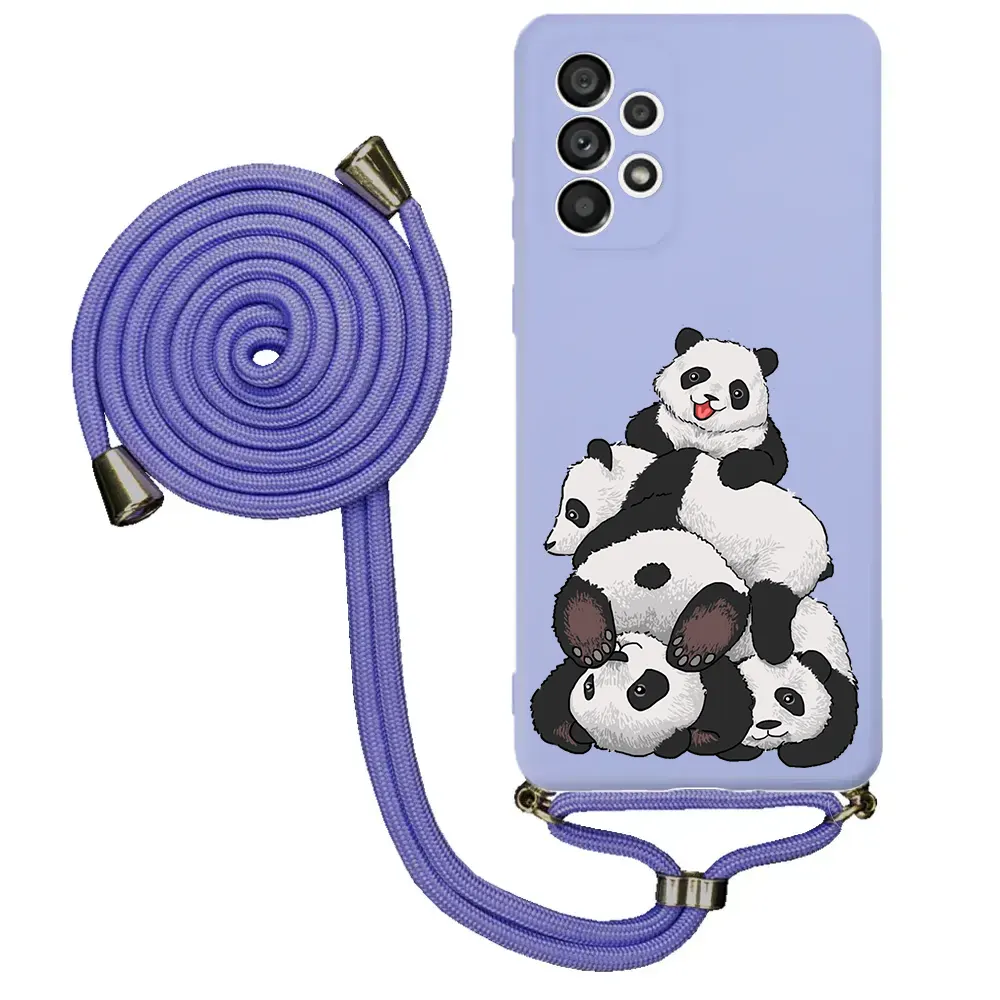 Samsung A73 İpli Lansman Kılıf - Cute Pandas
