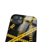 Apple iPhone 14 Tamperli Glossy Cam Kapak - Caution