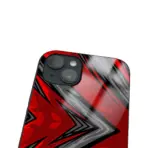 Apple iPhone 14 Tamperli Glossy Cam Kapak - Red Grey